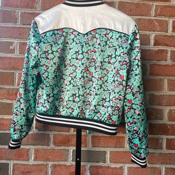 Maje Bert Satin Bomber Jacket, Floral and Butterflies. US Size Small - Picture 5 of 10